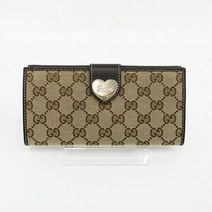 Gucci GG Hook Long Wallet Brown Canvas Leather